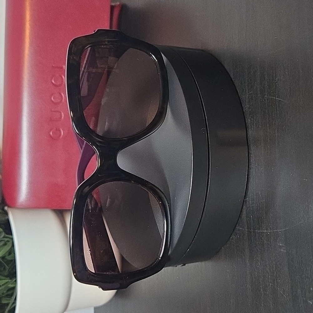 Gucci Women's Black Tortoise and Purple Sunglasses